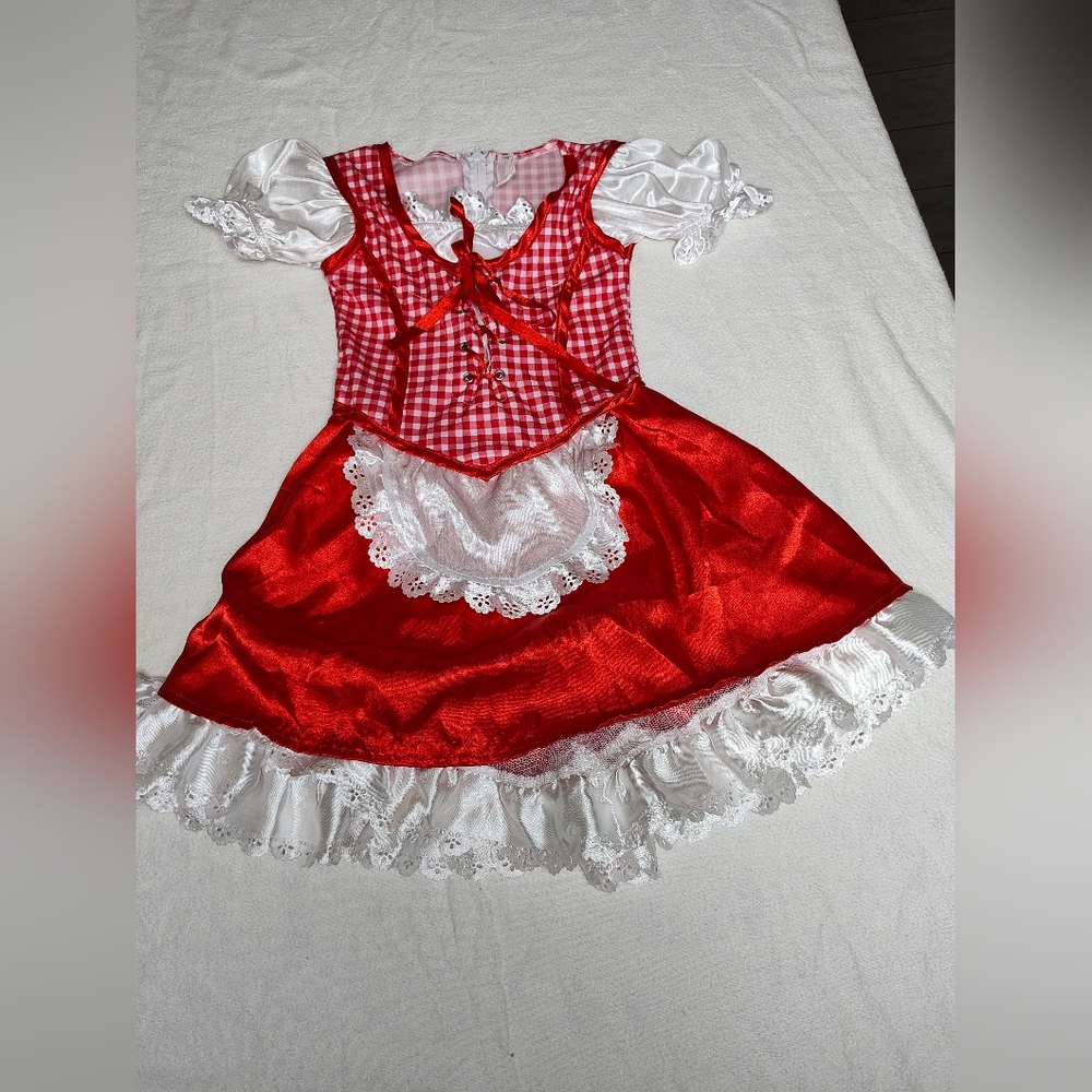 Charming Red and White Kids Costume Dress